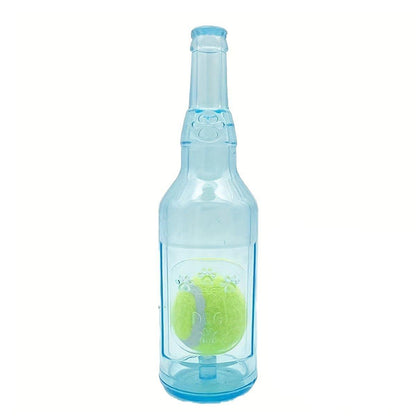 Durable Pet Teething Resistant Tennis Ball Wine Bottle Chew Toy for Dogs Play - Red-L