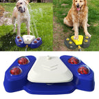 Automatic Water Feeder Dispenser with Bath Spray and Footstep Dog Toys for Pets - Blue