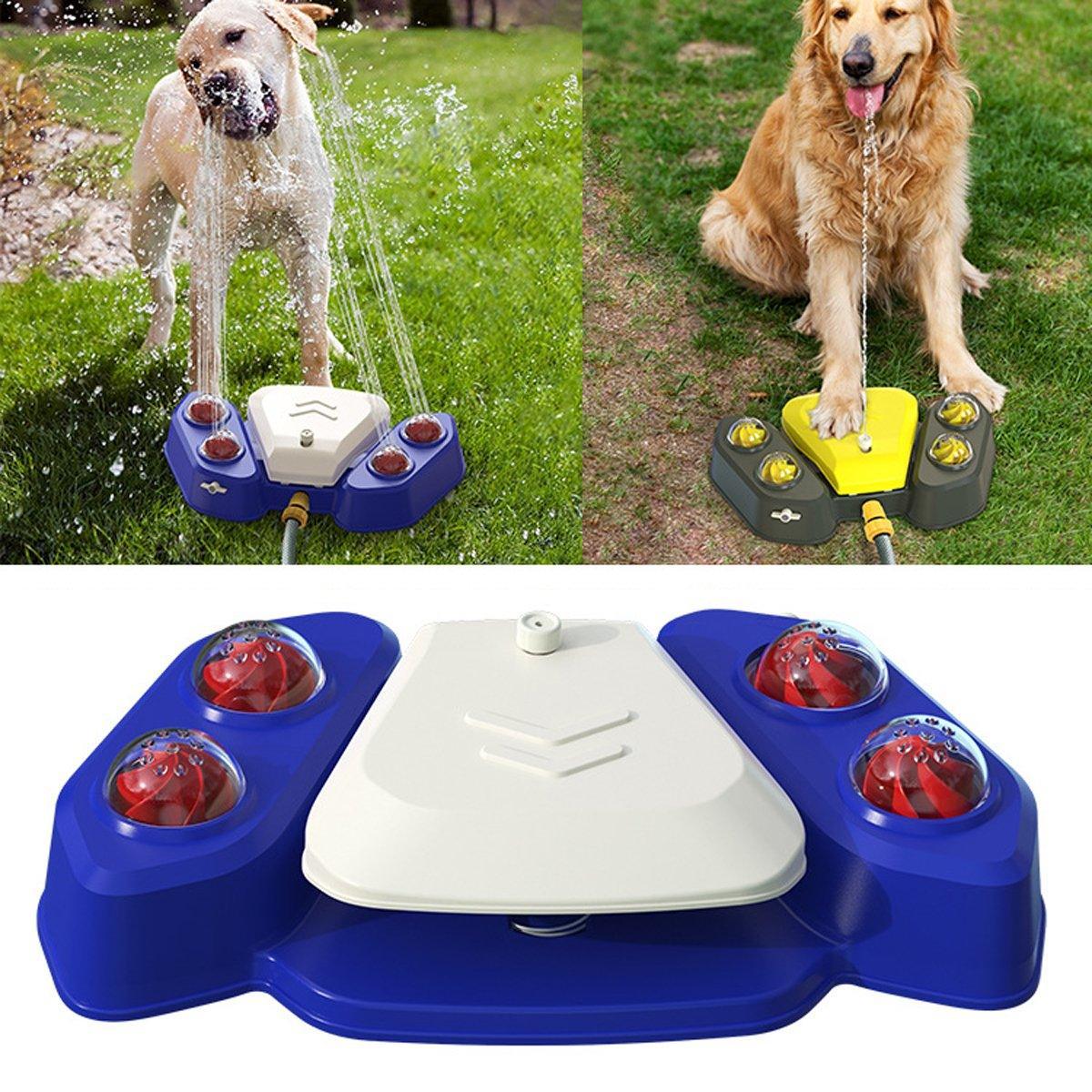 Automatic Water Feeder Dispenser with Bath Spray and Footstep Dog Toys for Pets - Blue