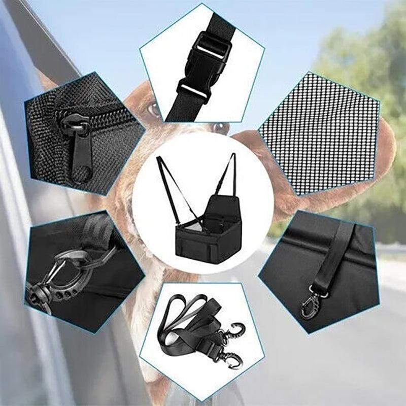 Pet Car Booster Seat Travel Carrier Basket for Cats Dogs with Secure Design - Blue