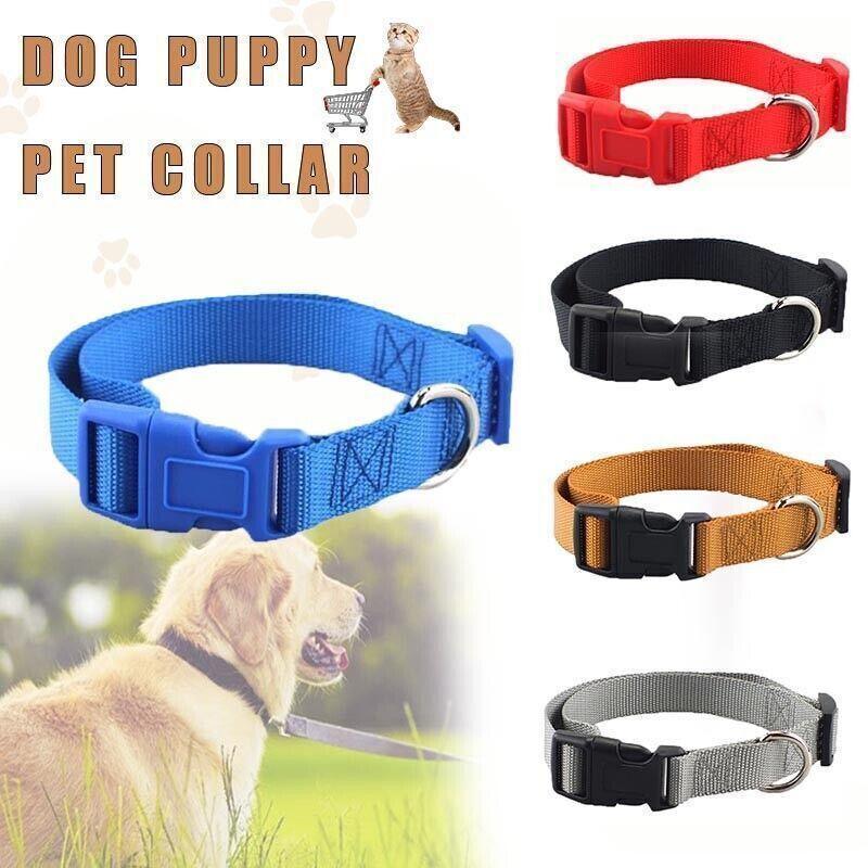 L Size Dog Puppy Pet Collar Adjustable Nylon Toy Large Pink Blue Red Black - Grey