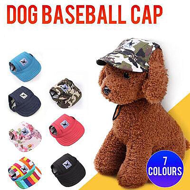 Dog Baseball Cap Outdoor Pet Sun Hat Summer Canvas Visor Puppy S Size - Black