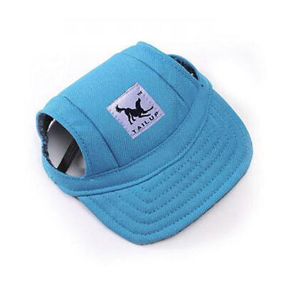 Dog Baseball Cap Outdoor Pet Sun Hat Summer Canvas Visor Puppy M Size - Denim Blue
