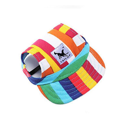 Dog Baseball Cap Outdoor Pet Sun Hat Summer Canvas Visor Puppy M Size - Denim Blue