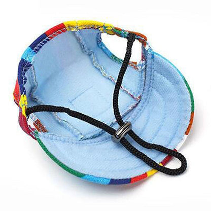 Dog Baseball Cap Outdoor Pet Sun Hat Summer Canvas Visor Puppy M Size - Flower