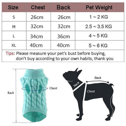 Puppy Dog Jumper Winter Warm Knitted Sweater Pet Clothes Small Dogs Coat Thermal M Size - Blue