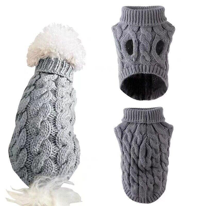 Puppy Dog Jumper Winter Warm Knitted Sweater Pet Clothes Small Dogs Coat Thermal M Size - White