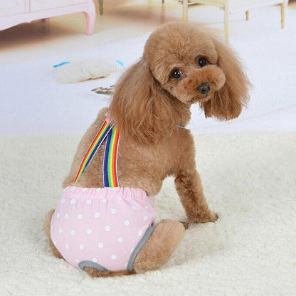 Female Pet Dog Cat Puppy Pant Menstrual Sanitary Nappy Diaper Wrap Underwear Blue - L