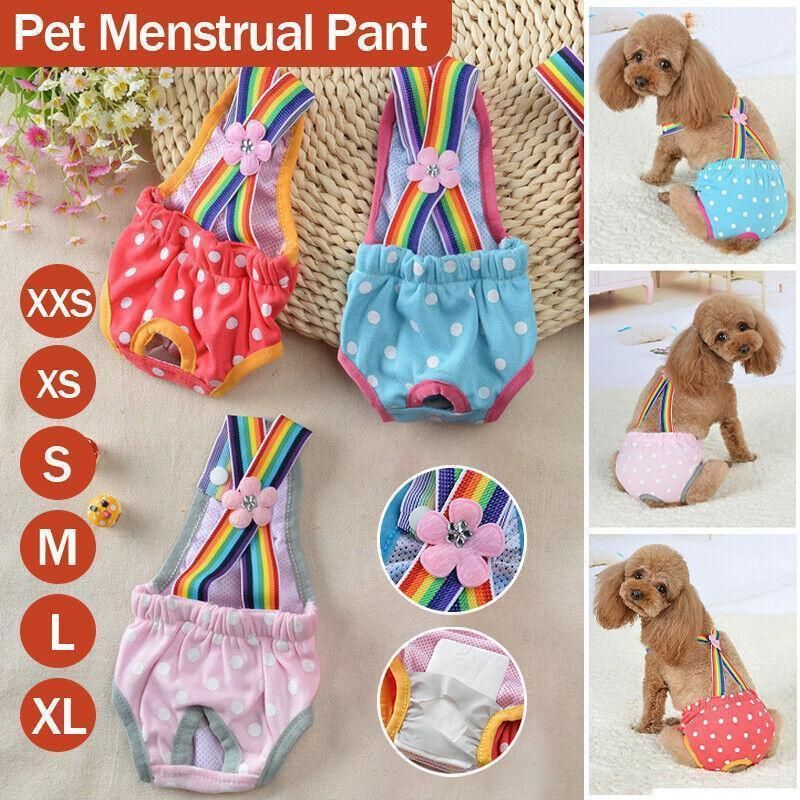 Female Pet Dog Cat Puppy Pant Menstrual Sanitary Nappy Diaper Wrap Underwear Pink - XL