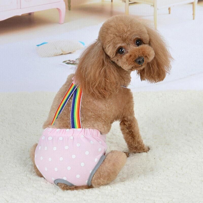 Female Pet Dog Cat Puppy Pant Menstrual Sanitary Nappy Diaper Wrap Underwear Pink - XL