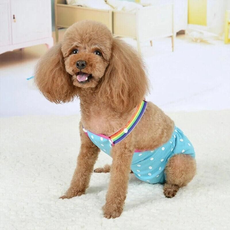 Female Pet Dog Cat Puppy Pant Menstrual Sanitary Nappy Diaper Wrap Underwear Pink - XL