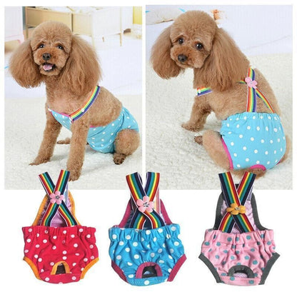 Female Pet Dog Cat Puppy Pant Menstrual Sanitary Nappy Diaper Wrap Underwear Pink - S