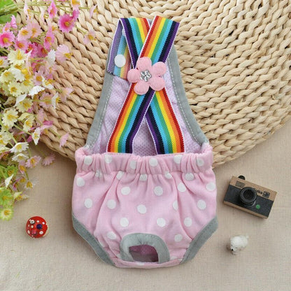 Female Pet Dog Cat Puppy Pant Menstrual Sanitary Nappy Diaper Wrap Underwear Pink - XS