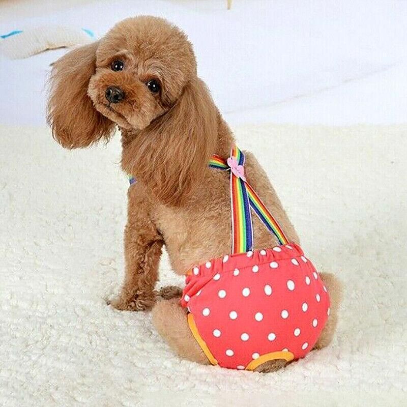 Female Pet Dog Cat Puppy Pant Menstrual Sanitary Nappy Diaper Wrap Underwear Pink - XS