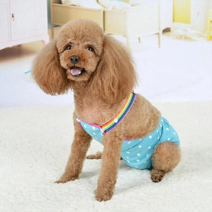 Female Pet Dog Cat Puppy Pant Menstrual Sanitary Nappy Diaper Wrap Underwear Pink - XS
