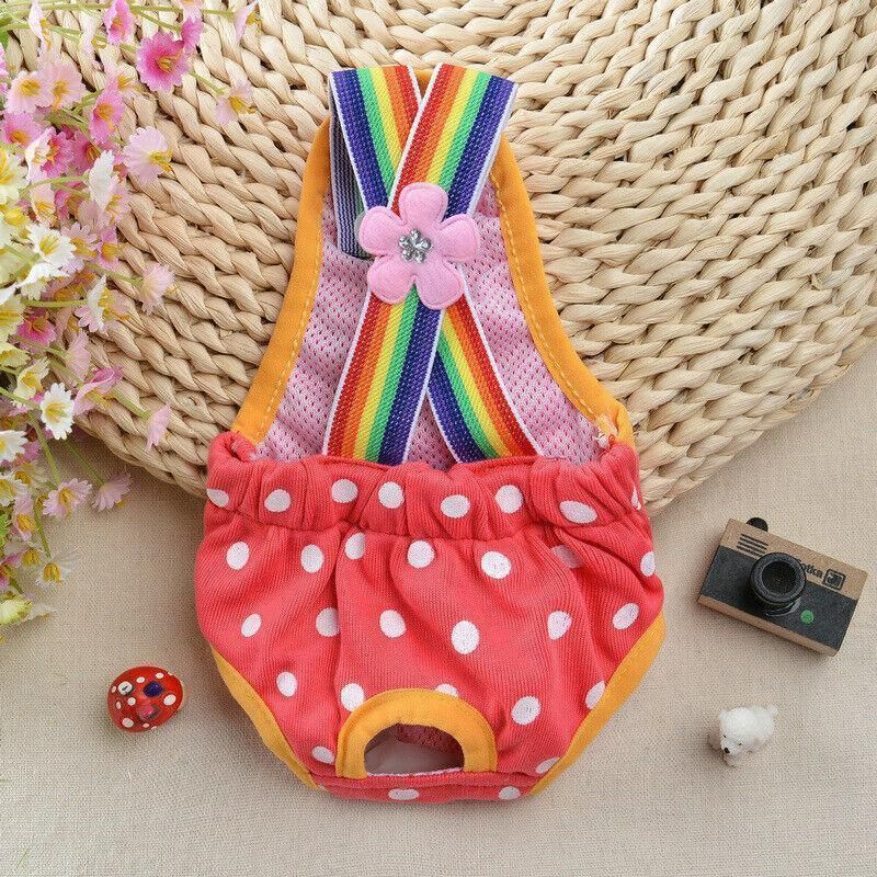 Female Pet Dog Cat Puppy Pant Menstrual Sanitary Nappy Diaper Wrap Underwear Pink - XS