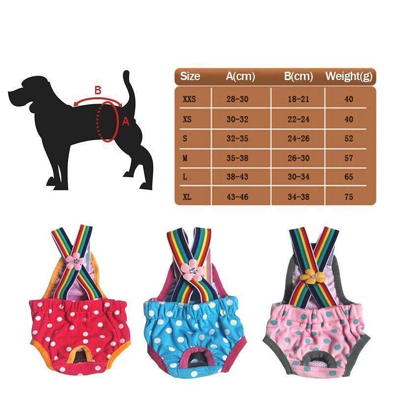 Female Pet Dog Cat Puppy Pant Menstrual Sanitary Nappy Diaper Wrap Underwear Pink - XXS