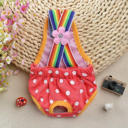 Female Pet Dog Cat Puppy Pant Menstrual Sanitary Nappy Diaper Wrap Underwear Pink - XXS