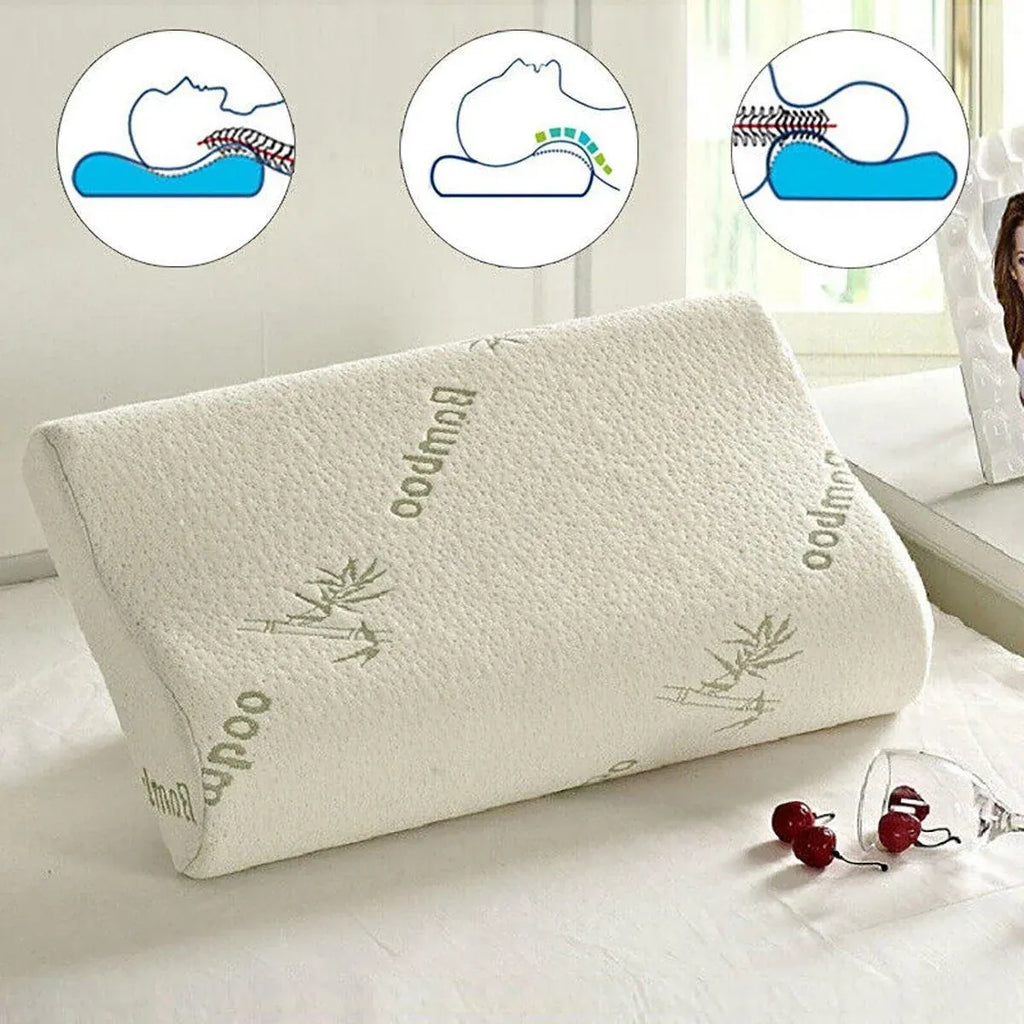 1/2PCS Memory Foam Neck Pillow Wavy Contour Slow Rebound Pillow - 50x30x10cm-2pcs