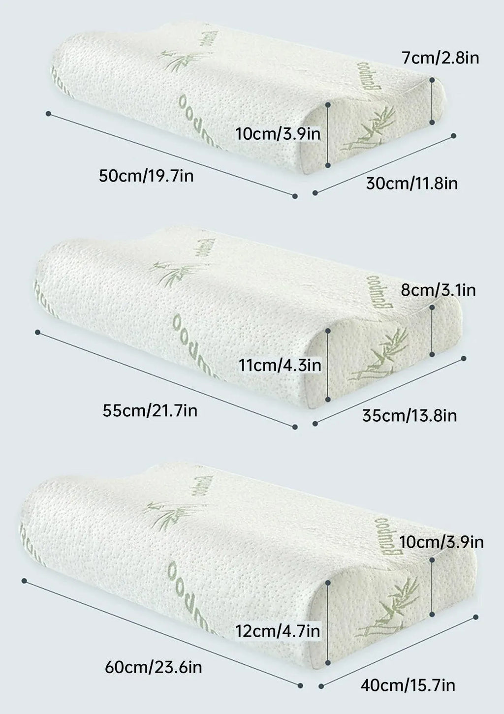 1/2PCS Memory Foam Neck Pillow Wavy Contour Slow Rebound Pillow - 55x35x11cm-2pcs