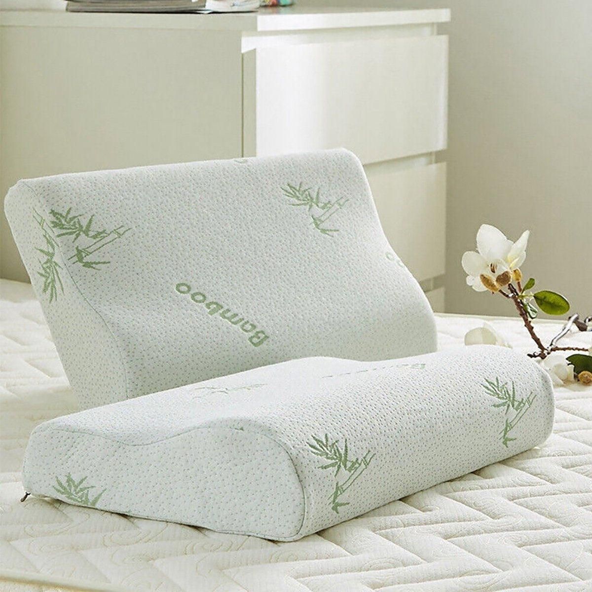 1/2PCS Memory Foam Neck Pillow Wavy Contour Slow Rebound Pillow - 55x35x11cm-2pcs