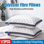 1/2pcs High Rebound Feather Velvet Pillow Washable Soft Bed Cushion Core Support - 800g