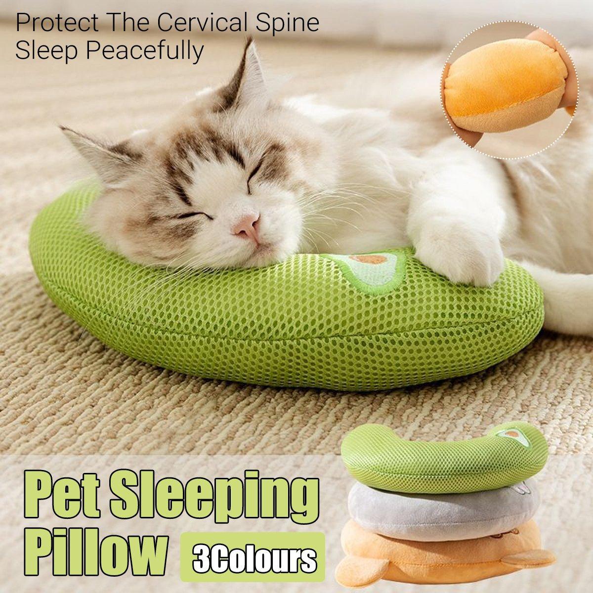 Dog Pet U Shaped Pillow Cartoon Breathable Cat Sleeping Cushion for All Seasons - Grey