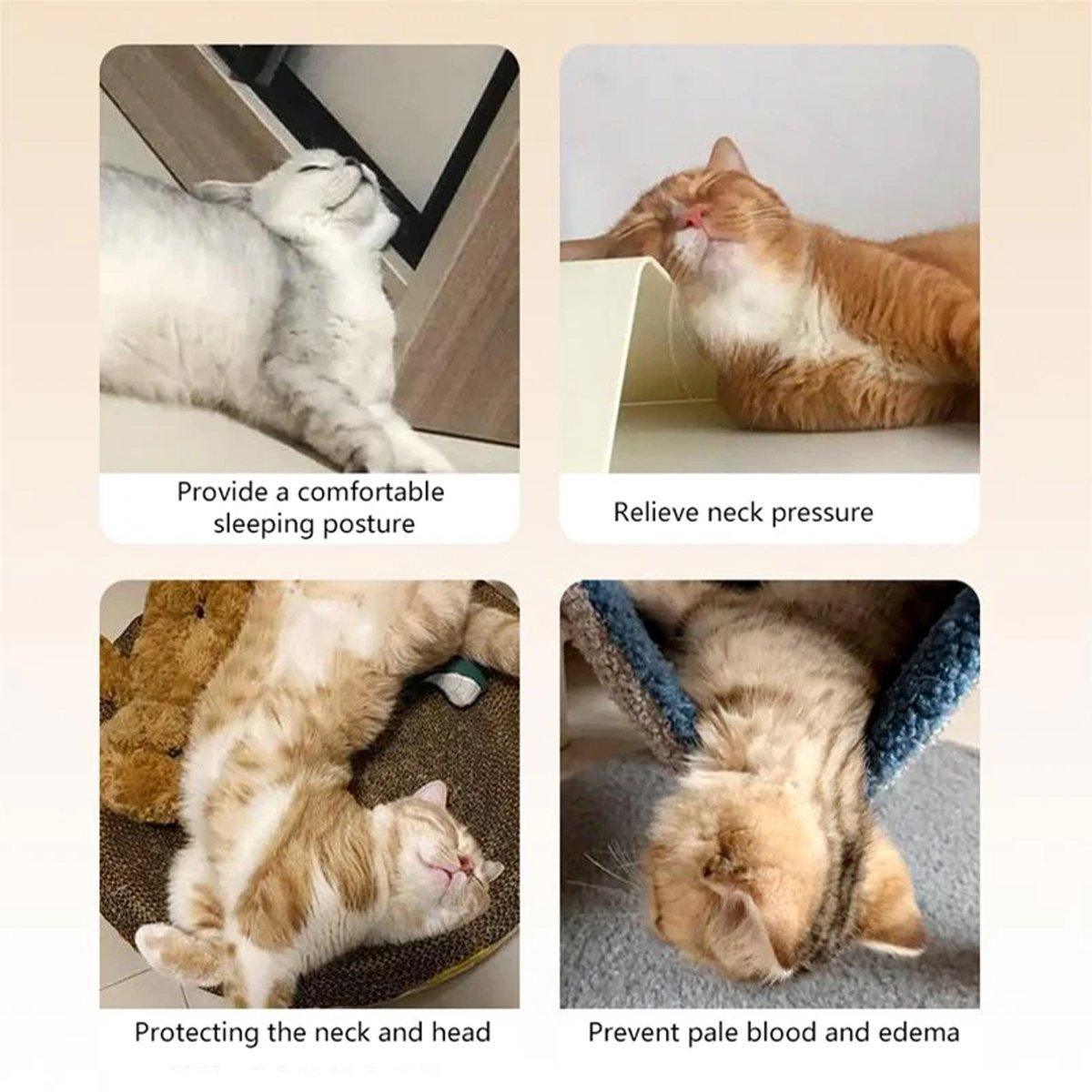 Dog Pet U Shaped Pillow Cartoon Breathable Cat Sleeping Cushion for All Seasons - Grey