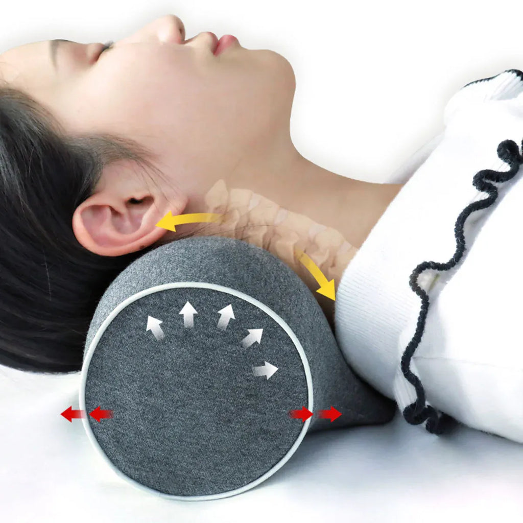 Ergonomic Memory Foam Neck Support Pillow Soft Cotton Cover for Home and Travel