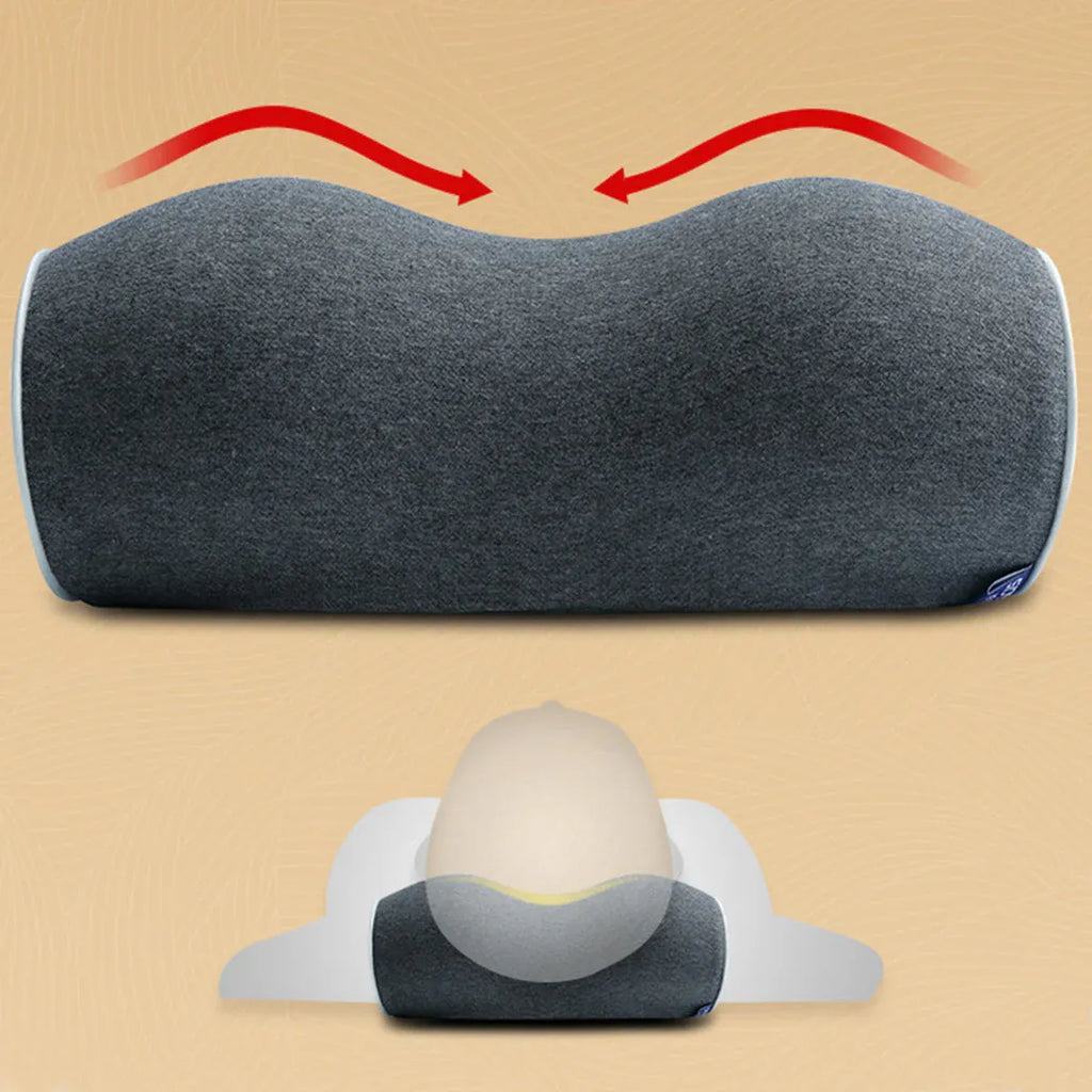 Ergonomic Memory Foam Neck Support Pillow Soft Cotton Cover for Home and Travel
