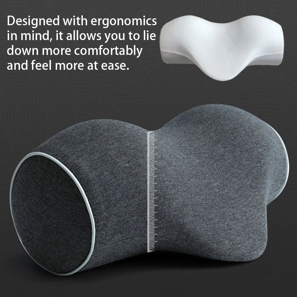 Ergonomic Memory Foam Neck Support Pillow Soft Cotton Cover for Home and Travel