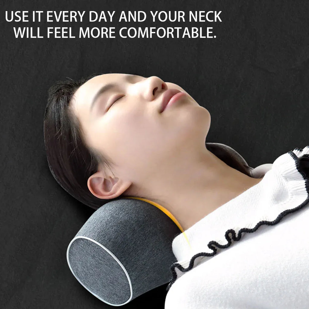 Ergonomic Memory Foam Neck Support Pillow Soft Cotton Cover for Home and Travel