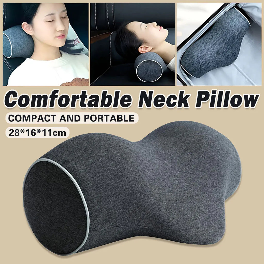 Ergonomic Memory Foam Neck Support Pillow Soft Cotton Cover for Home and Travel