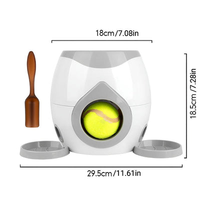 Interactive Dog Toy Tennis Feeder Machine for Training and Treat Rewards - Grey