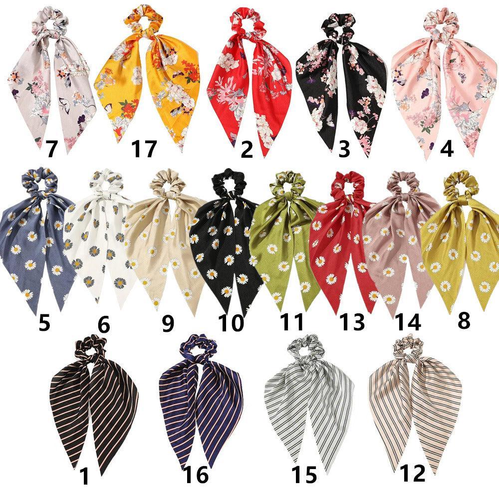 Chiffon Ponytail Scarf Bow Elastic Hair Rope Tie Scrunchies Ribbon Hair Bands - 5