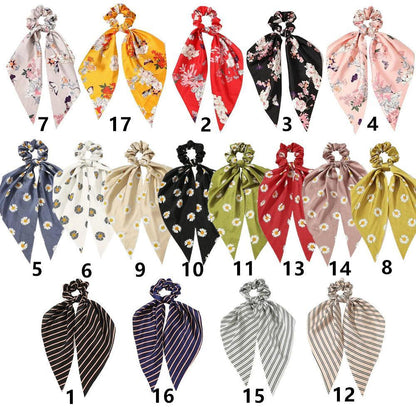 Chiffon Ponytail Scarf Bow Elastic Hair Rope Tie Scrunchies Ribbon Hair Bands - 5