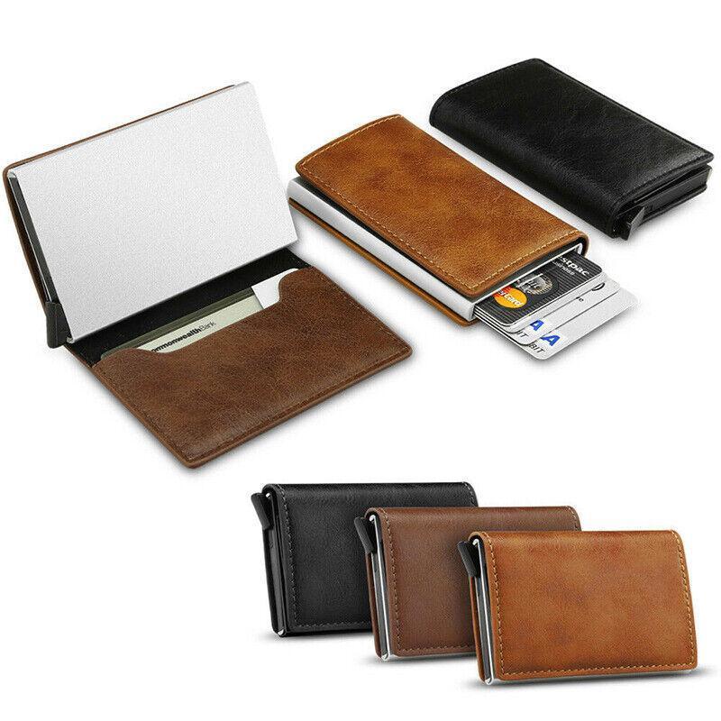 RFID Blocking Leather Card Wallet with Money Clip for Men Credit Holder - Dark Blue