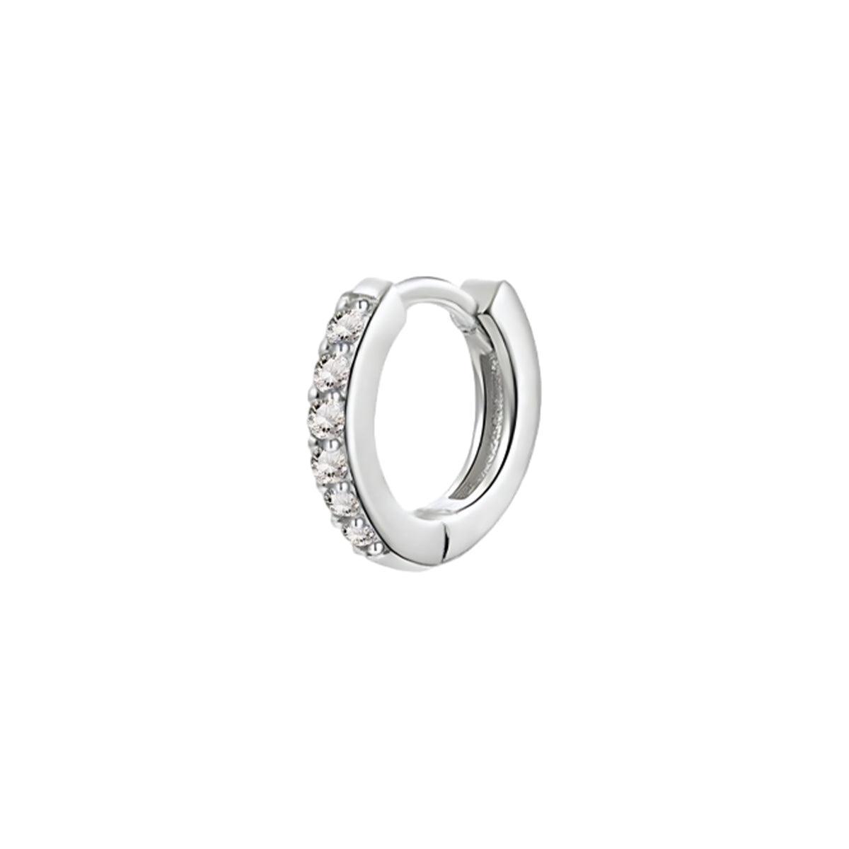 925 Sterling Silver Gold Rings Plated Cubic Crystal Cuff Huggie Hoop Earrings Au - Gold-Black Crystal
