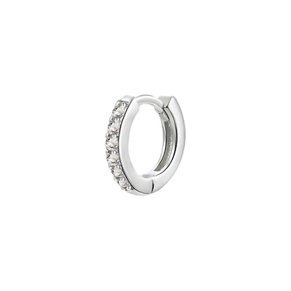 925 Sterling Silver Gold Rings Plated Cubic Crystal Cuff Huggie Hoop Earrings Au - Gold-Black Crystal