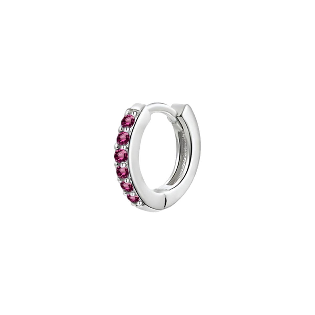 925 Sterling Silver Gold Rings Plated Cubic Crystal Cuff Huggie Hoop Earrings Au - Gold-Purple Crystal