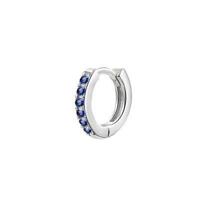 925 Sterling Silver Gold Rings Plated Cubic Crystal Cuff Huggie Hoop Earrings Au - Silver-Green Crystal