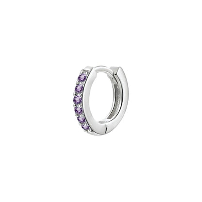 925 Sterling Silver Gold Rings Plated Cubic Crystal Cuff Huggie Hoop Earrings Au - Silver-Green Crystal