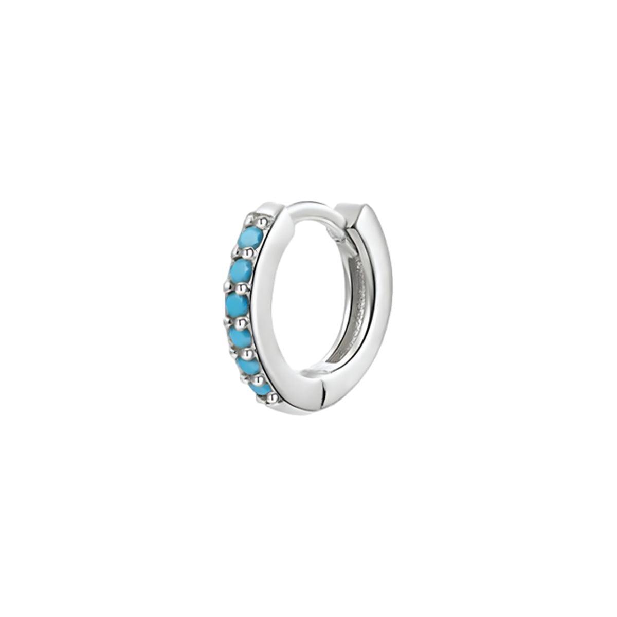 925 Sterling Silver Gold Rings Plated Cubic Crystal Cuff Huggie Hoop Earrings Au - Silver-Green Crystal