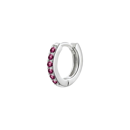 925 Sterling Silver Gold Rings Plated Cubic Crystal Cuff Huggie Hoop Earrings Au - Silver-Purple Crystal