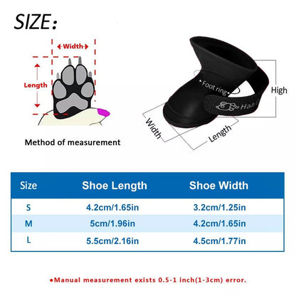 4pcs Cartoon Boots Pet Rain Shoes Waterproof Non-Slip Wear-Resistant Dog Shoes - Black - S