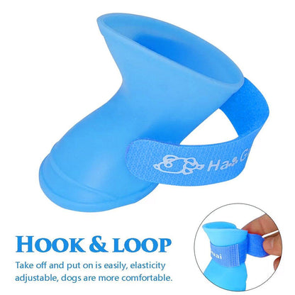 4pcs Cartoon Boots Pet Rain Shoes Waterproof Non-Slip Wear-Resistant Dog Shoes - Blue - S