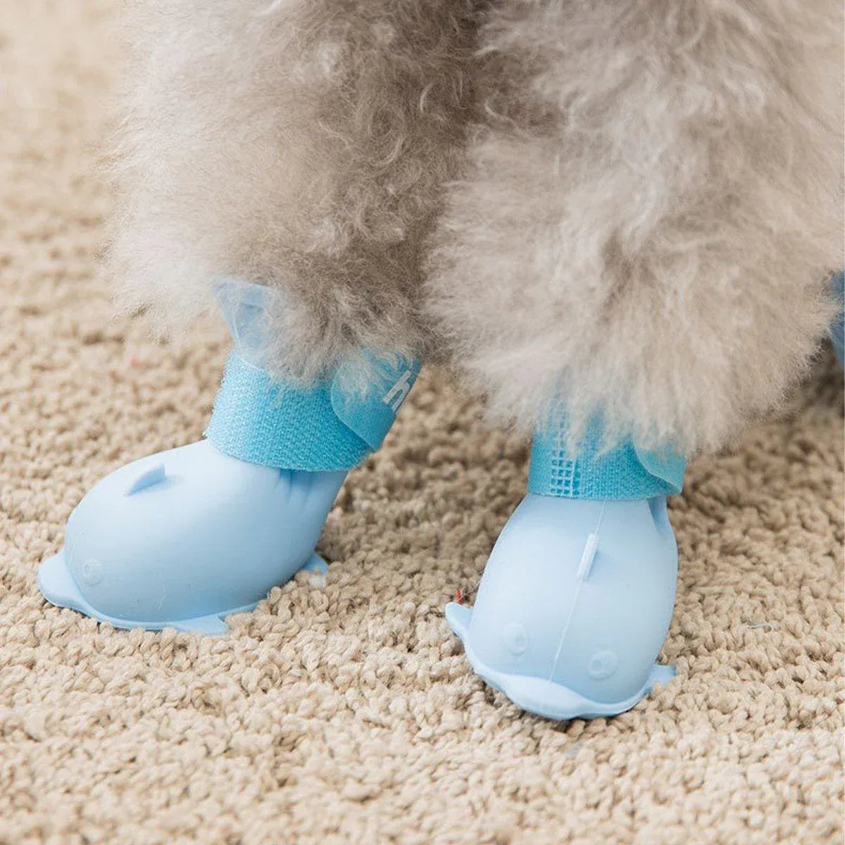 4pcs Cartoon Pet Rain Boots Waterproof Non-Slip Wear-Resistant Shoes for Dogs - Blue - M