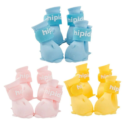 4pcs Cartoon Pet Rain Boots Waterproof Non-Slip Wear-Resistant Shoes for Dogs - Blue - S