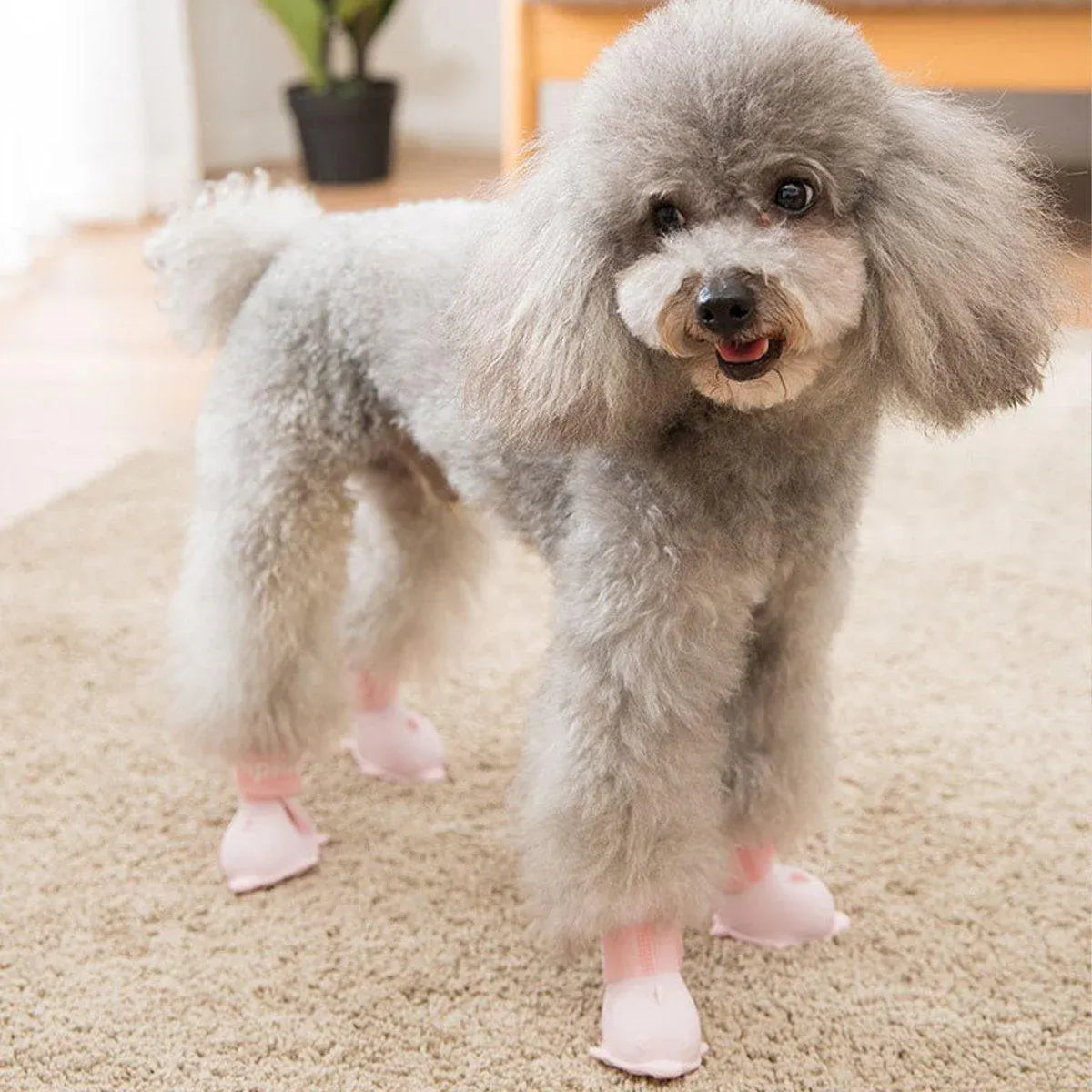 4pcs Cartoon Pet Rain Boots Waterproof Non-Slip Wear-Resistant Shoes for Dogs - Pink - L