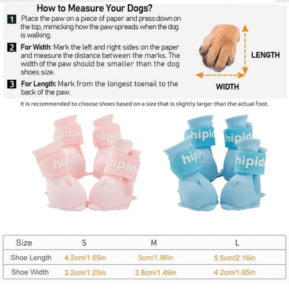 4pcs Cartoon Pet Rain Boots Waterproof Non-Slip Wear-Resistant Shoes for Dogs - Pink - M